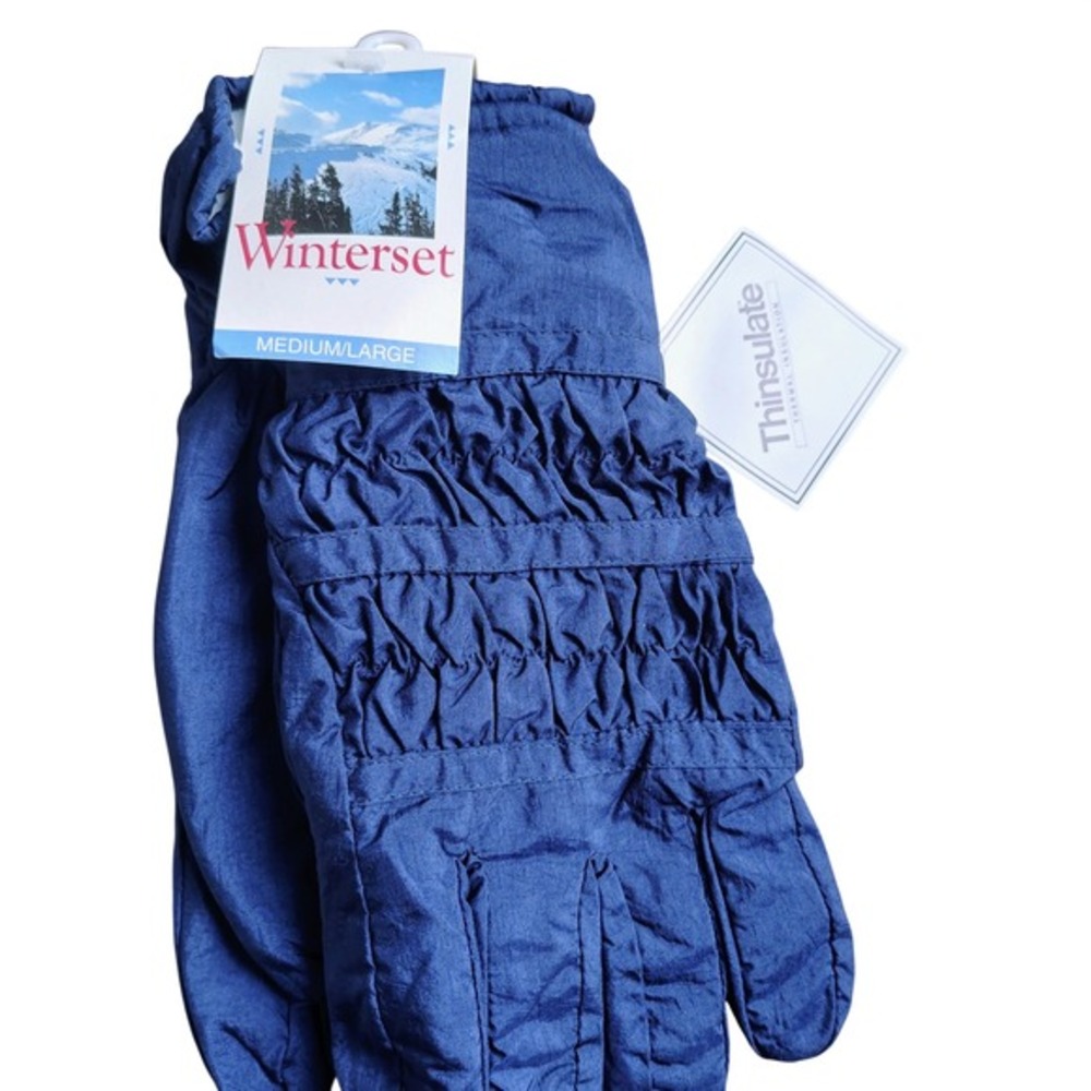 vinyage Winterset Navy‎ Blue 3M Thinsulate Insulated Ski Gloves Mens Womens M L